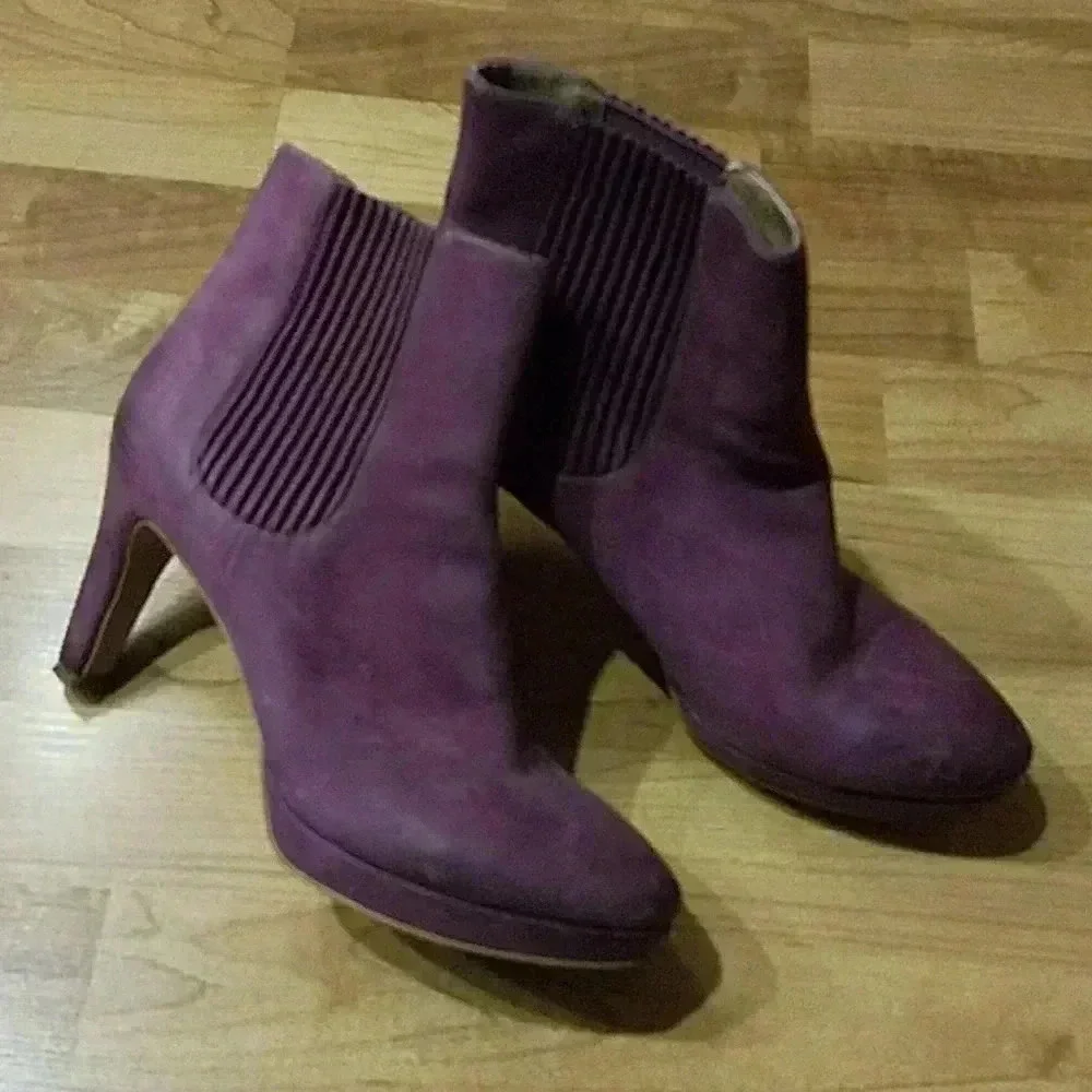 ECCO NAVOI PLATFORM CHELSEA BOOTIES GENUINE LEATHER VIOLET PURPLE 40